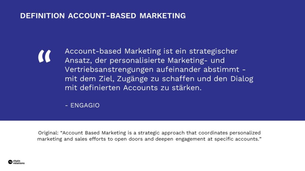 Definition zum Thema ABM, eine Strategie für die gezielte Marktbearbeitung.